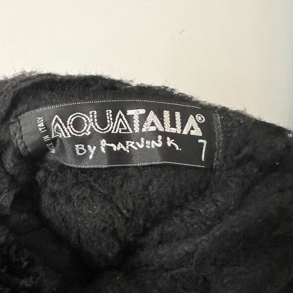 Vintage Aquatalia Made in Italy Black Suede Over The Knee Boots Square Toe Sz 7 - Picture 8 of 8